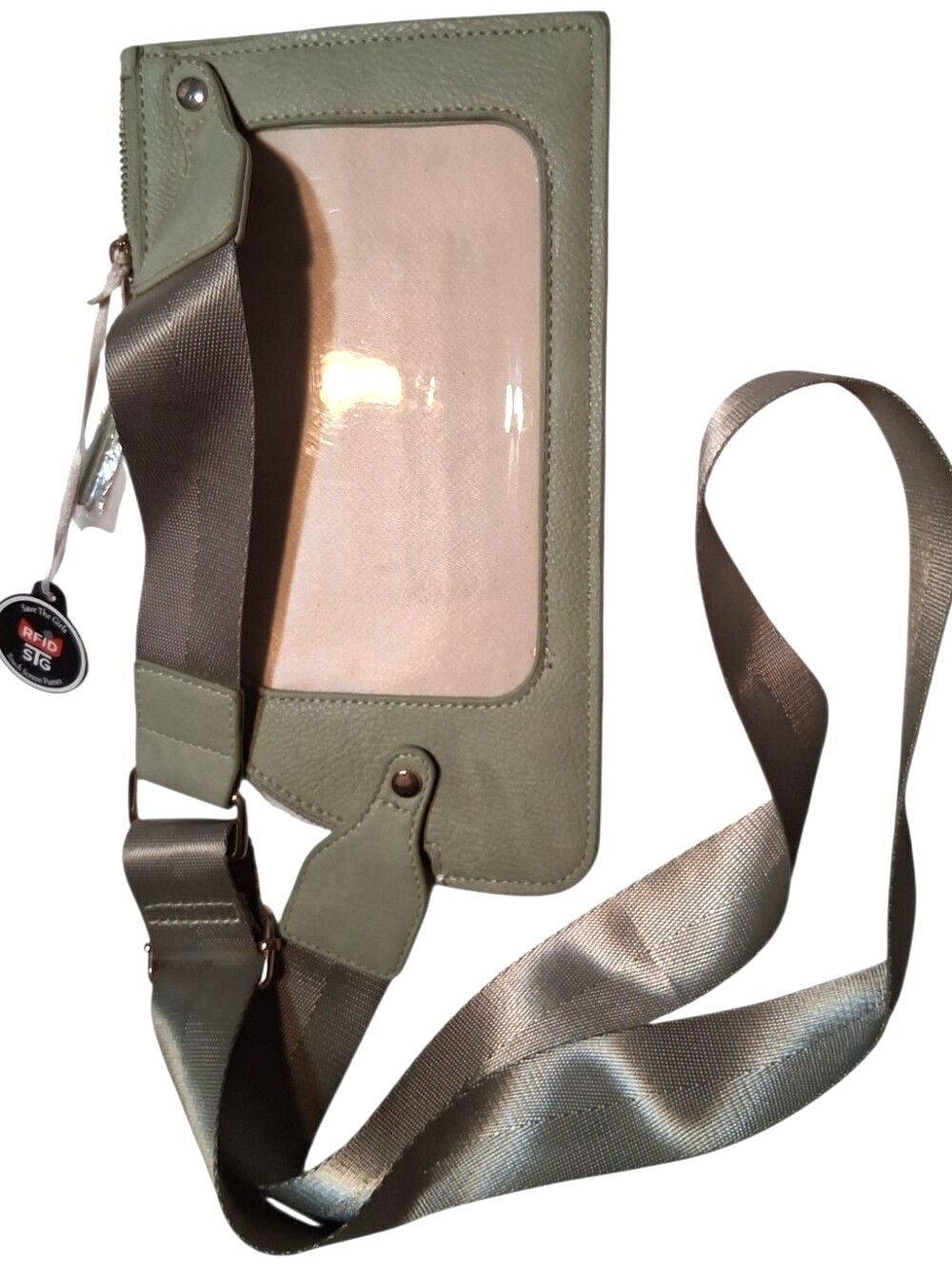 Save The Girls Sage Green RFID Touch Screen Phone Crossbody Purse Wallet